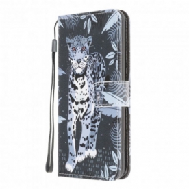 Folio-hoesje voor Samsung Galaxy XCover 5 Met Ketting Thong Luipaard