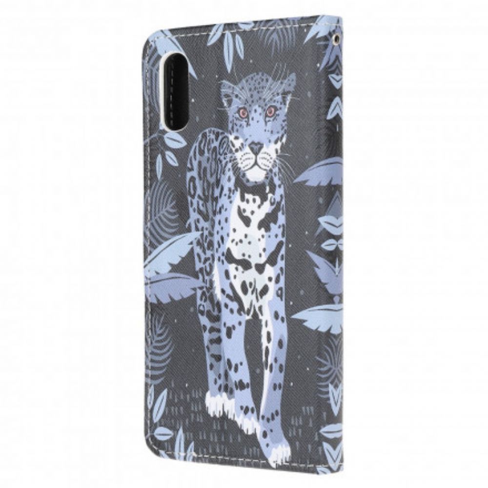 Folio-hoesje voor Samsung Galaxy XCover 5 Met Ketting Thong Luipaard