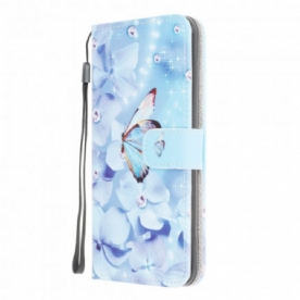 Folio-hoesje voor Samsung Galaxy XCover 5 Met Ketting Vlinders Met Diamanten Band