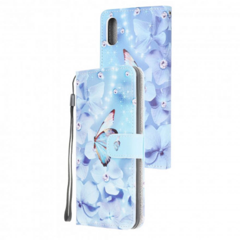 Folio-hoesje voor Samsung Galaxy XCover 5 Met Ketting Vlinders Met Diamanten Band