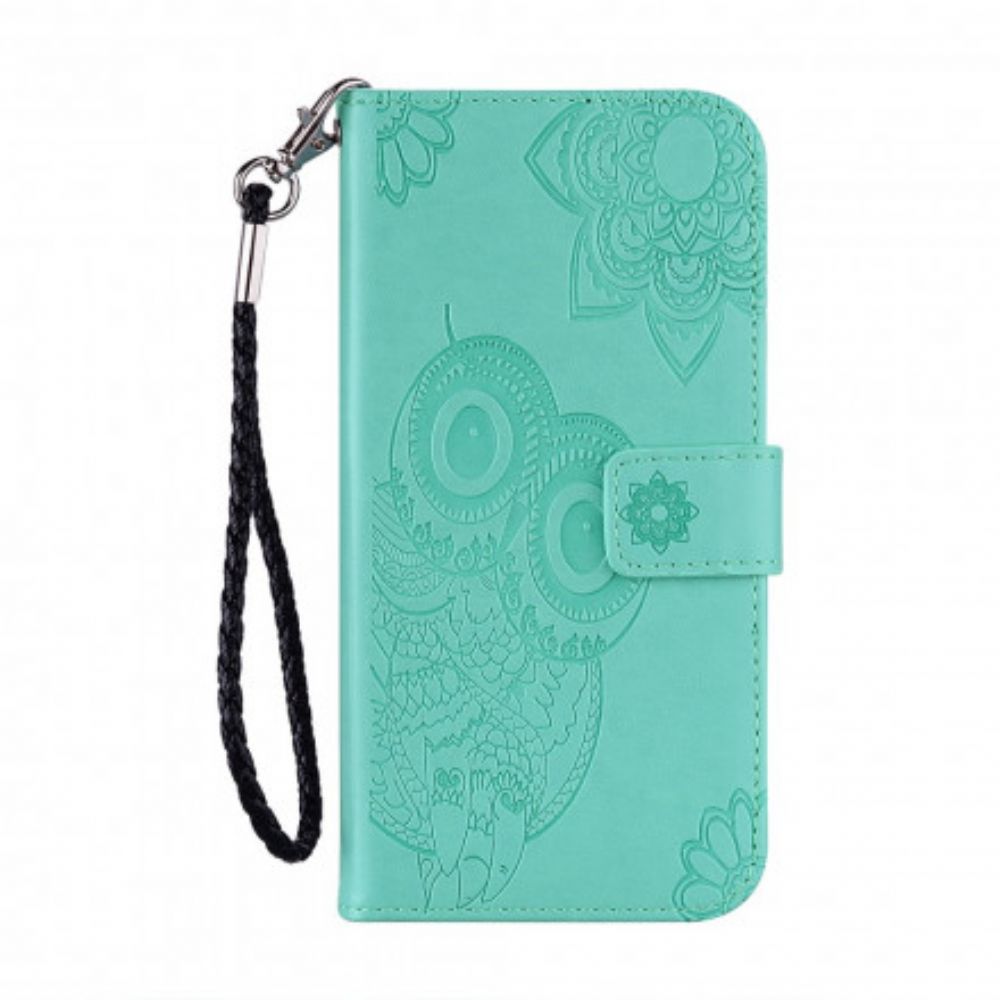 Folio-hoesje voor Samsung Galaxy XCover 5 Uil Mandala En Lanyard