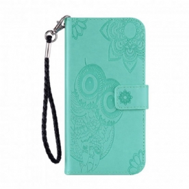 Folio-hoesje voor Samsung Galaxy XCover 5 Uil Mandala En Lanyard