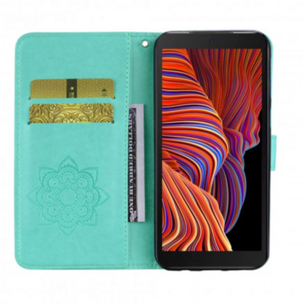 Folio-hoesje voor Samsung Galaxy XCover 5 Uil Mandala En Lanyard