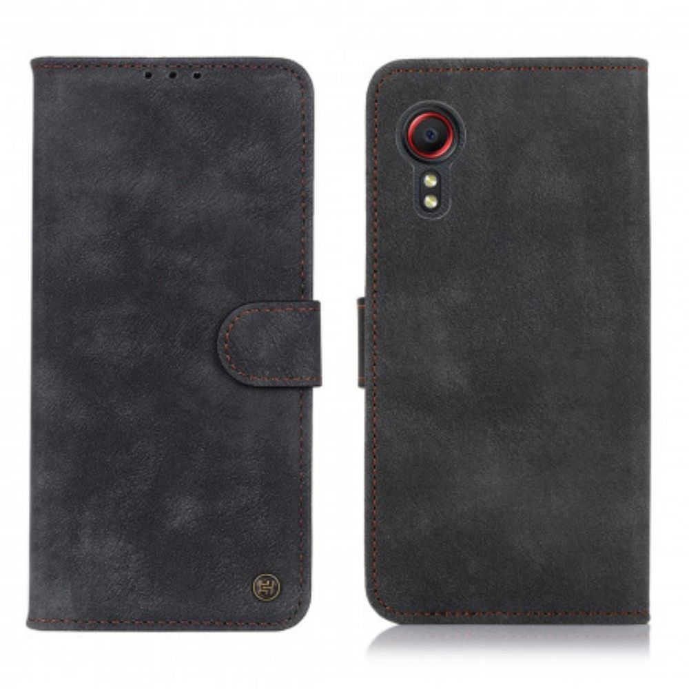 Folio-hoesje voor Samsung Galaxy XCover 5 Vintage Klinknagel In Leerstijl