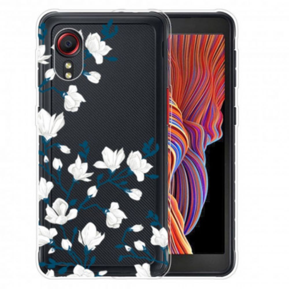 Hoesje voor Samsung Galaxy XCover 5 Witte Bloemen