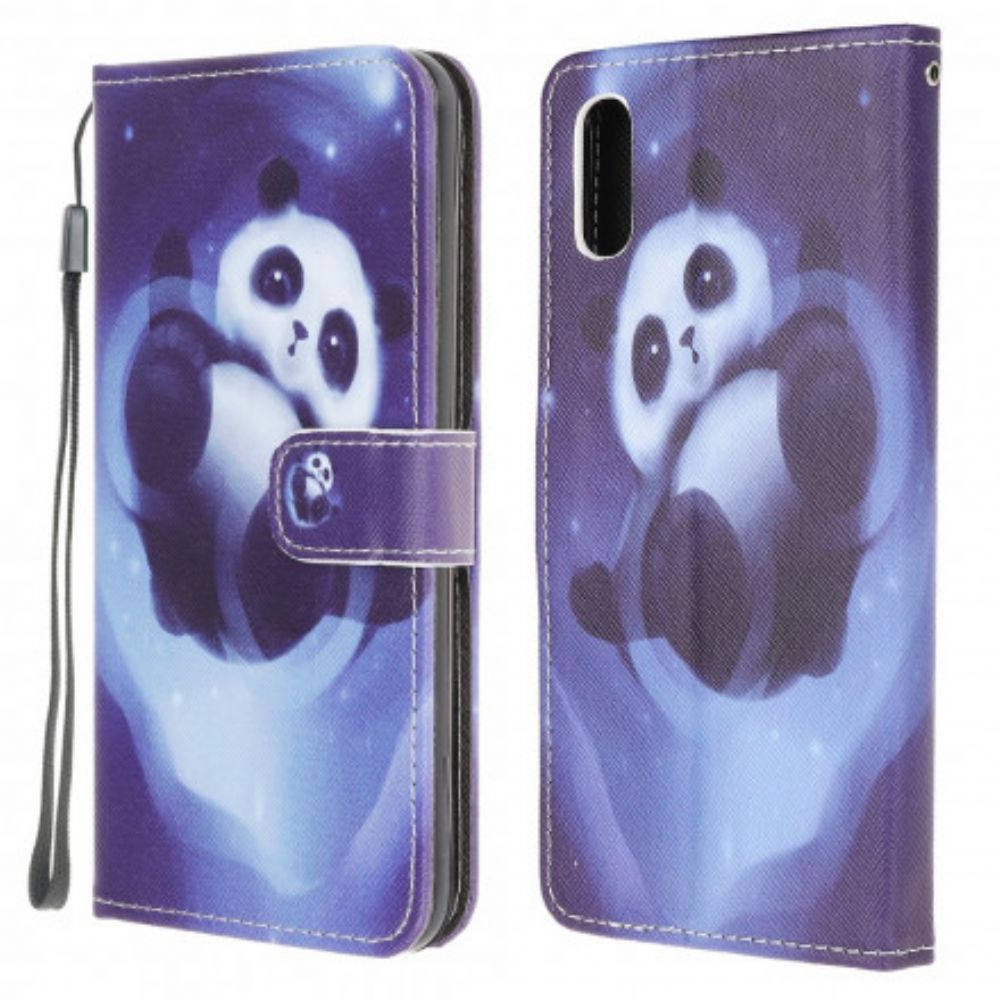 Leren Hoesje voor Samsung Galaxy XCover 5 Met Ketting Thong Space Panda