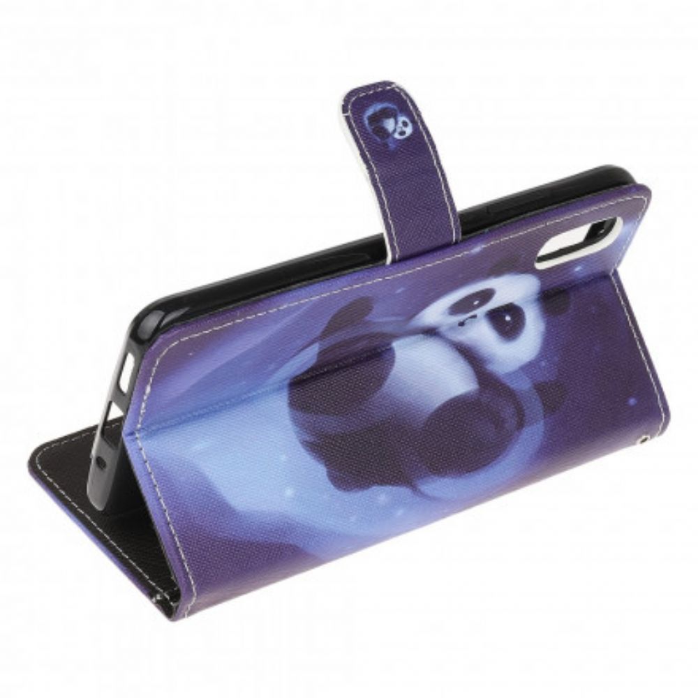 Leren Hoesje voor Samsung Galaxy XCover 5 Met Ketting Thong Space Panda