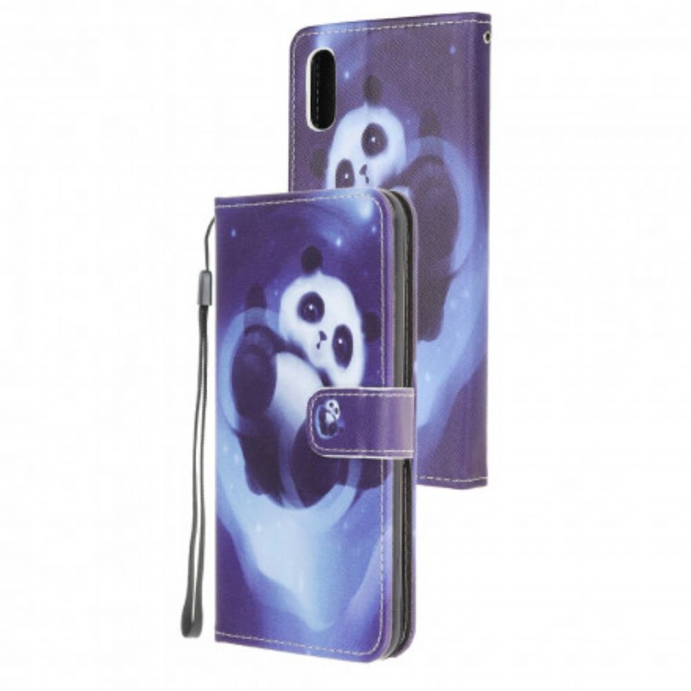 Leren Hoesje voor Samsung Galaxy XCover 5 Met Ketting Thong Space Panda