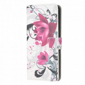 Leren Hoesje voor Samsung Galaxy XCover 5 Tropische Bloemen