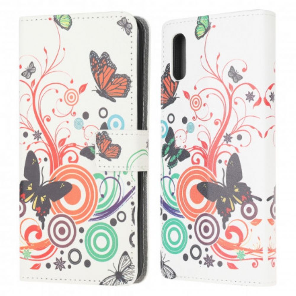 Leren Hoesje voor Samsung Galaxy XCover 5 Vlinders En Bloemen