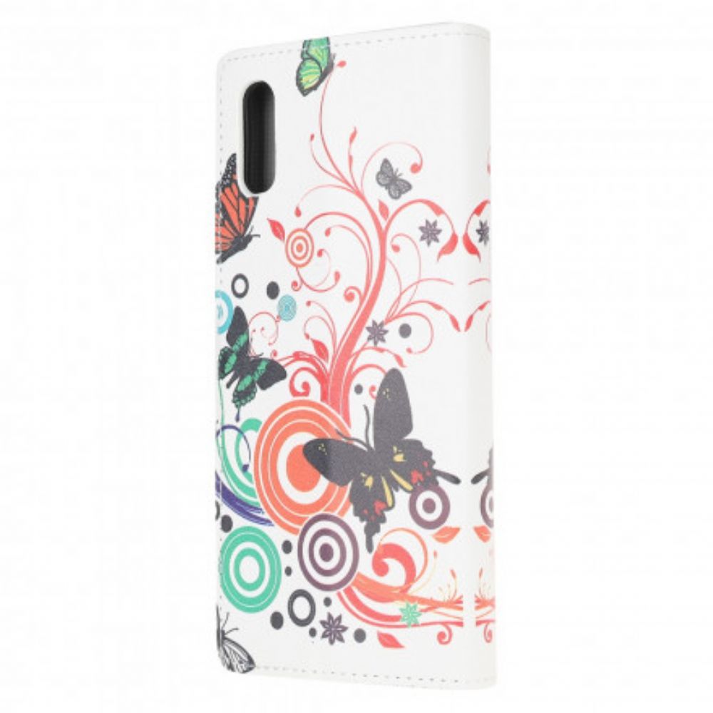 Leren Hoesje voor Samsung Galaxy XCover 5 Vlinders En Bloemen