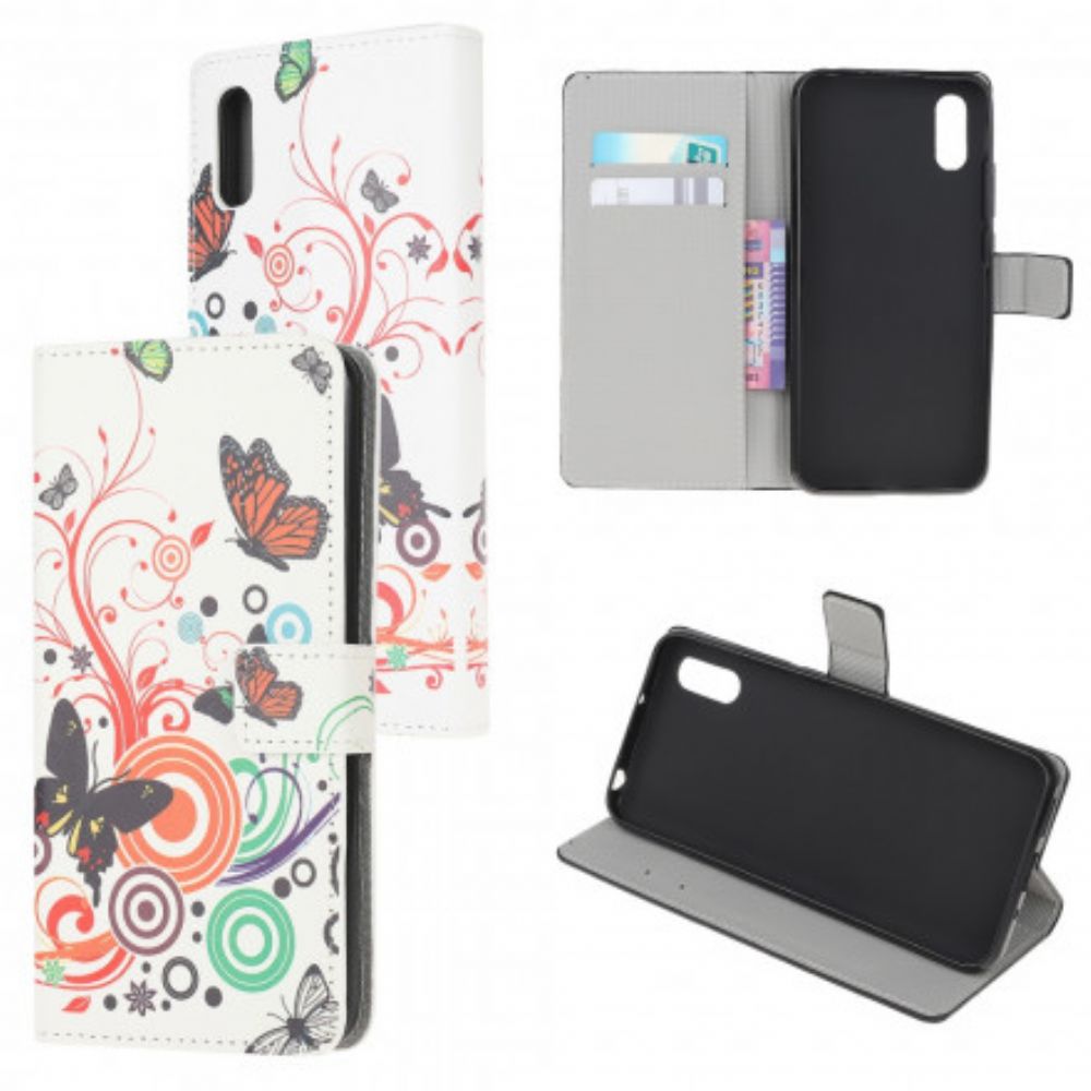 Leren Hoesje voor Samsung Galaxy XCover 5 Vlinders En Bloemen