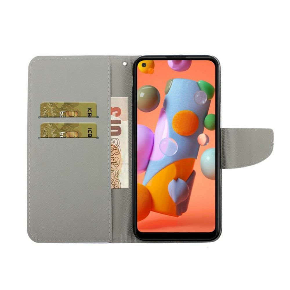 Flip Case voor Huawei P40 Lite E / Huawei Y7p Met Ketting Raak Me Niet Aan Kat Met Bandjes