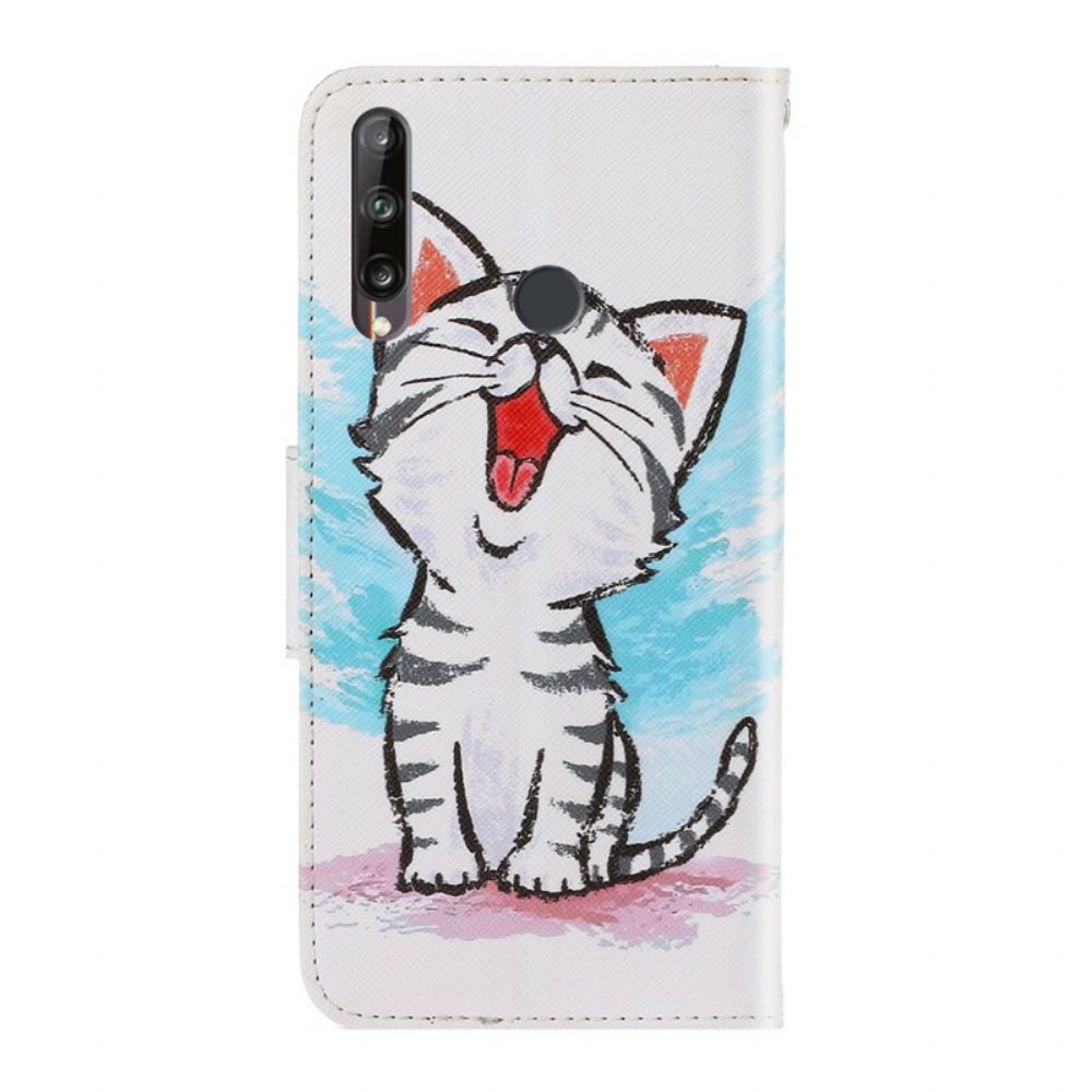 Folio-hoesje voor Huawei P40 Lite E / Huawei Y7p Met Ketting Thong Kitten