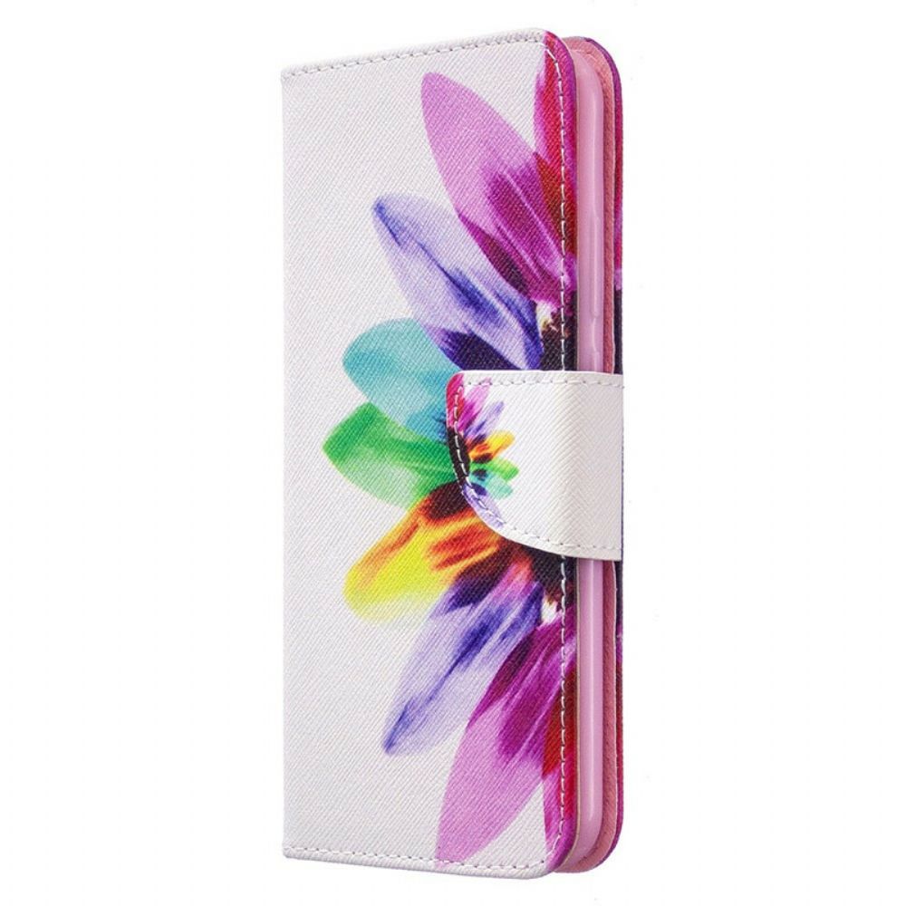 Leren Hoesje voor Huawei P40 Lite E / Huawei Y7p Aquarel Bloem