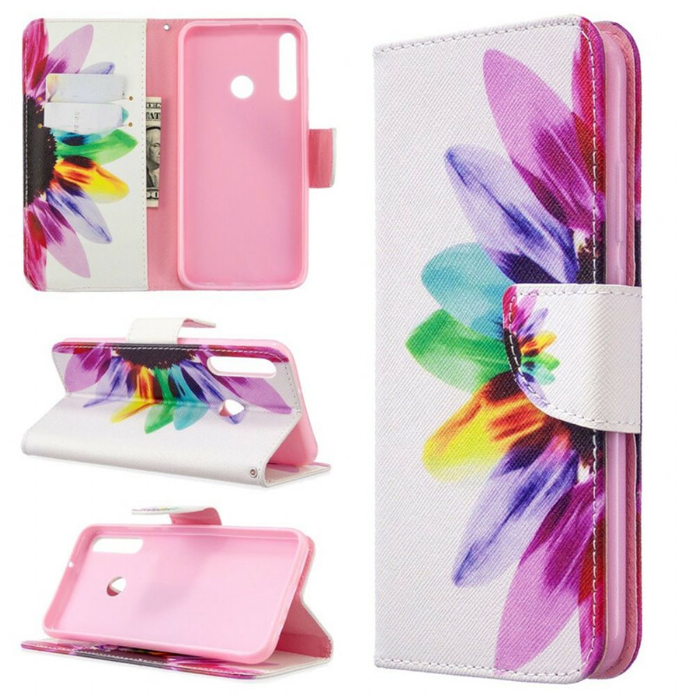 Leren Hoesje voor Huawei P40 Lite E / Huawei Y7p Aquarel Bloem