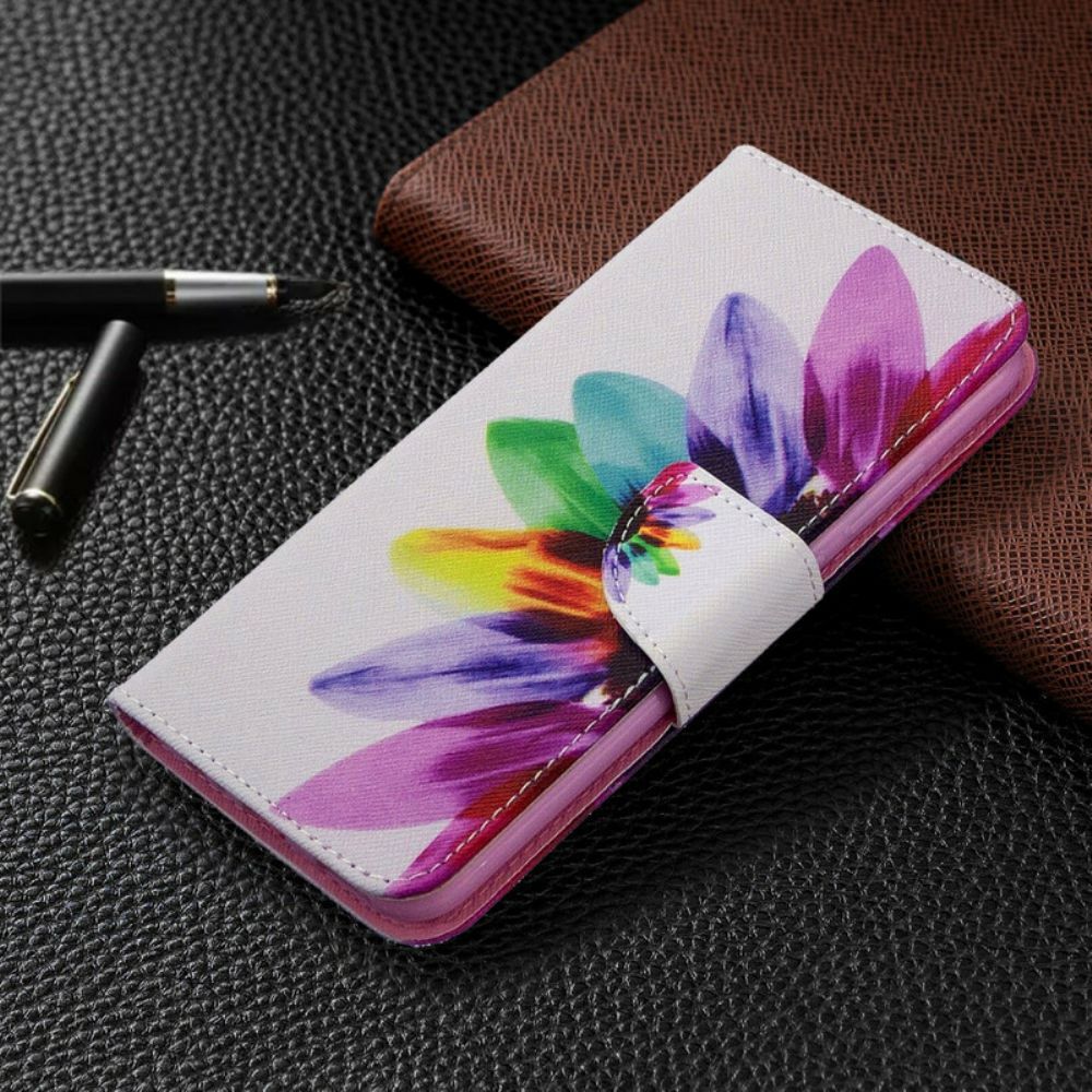 Leren Hoesje voor Huawei P40 Lite E / Huawei Y7p Aquarel Bloem