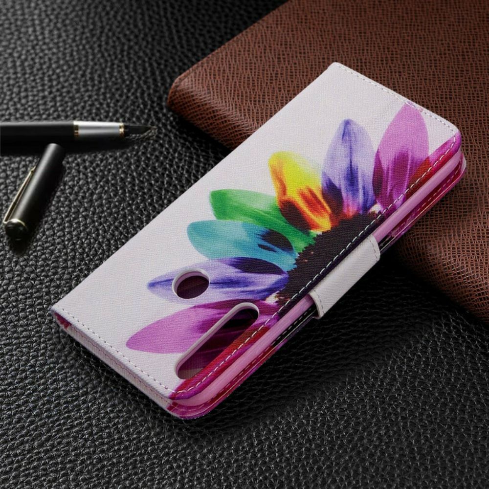 Leren Hoesje voor Huawei P40 Lite E / Huawei Y7p Aquarel Bloem