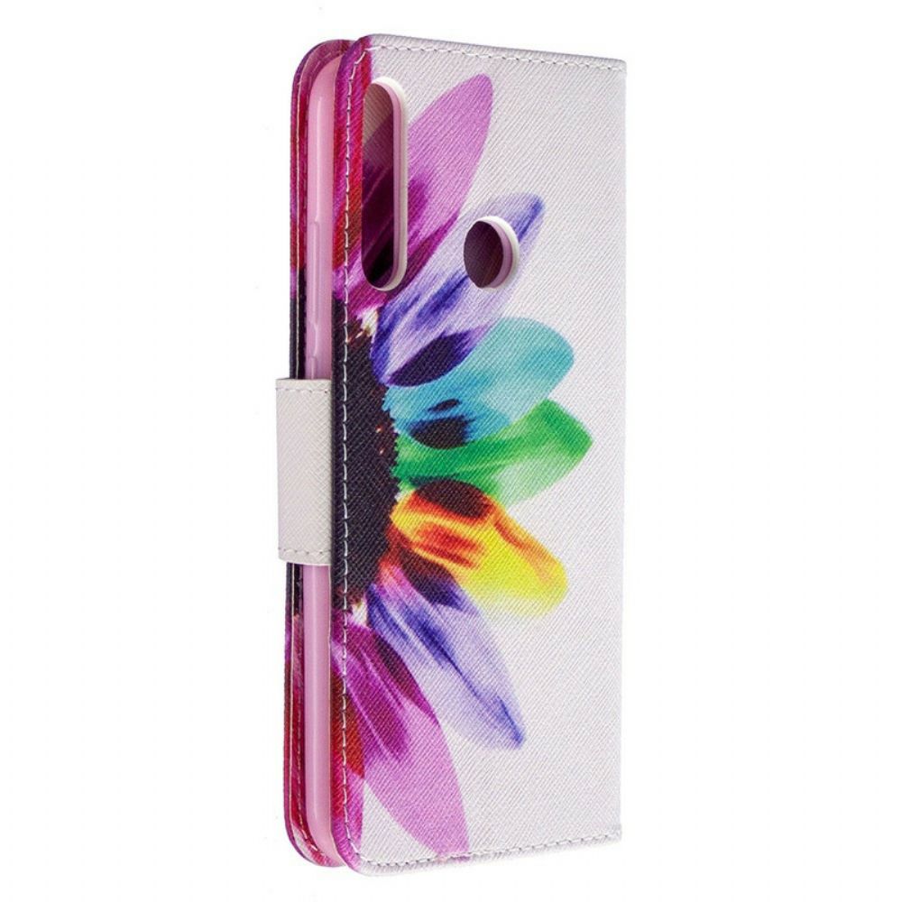 Leren Hoesje voor Huawei P40 Lite E / Huawei Y7p Aquarel Bloem