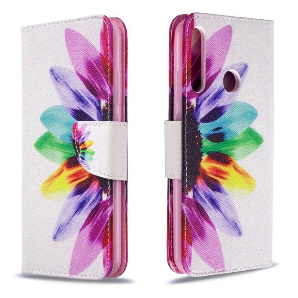 Leren Hoesje voor Huawei P40 Lite E / Huawei Y7p Aquarel Bloem