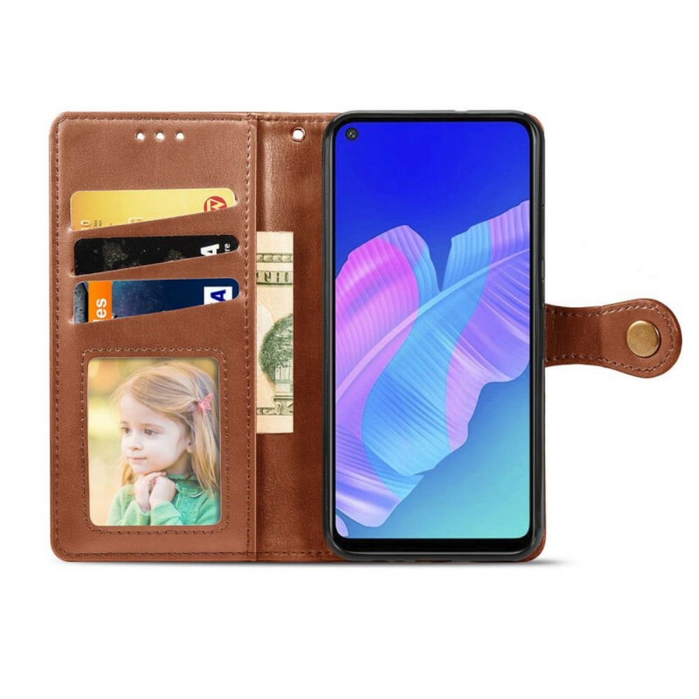 Leren Hoesje voor Huawei P40 Lite E / Huawei Y7p Kunstleer En Vintage Sluiting