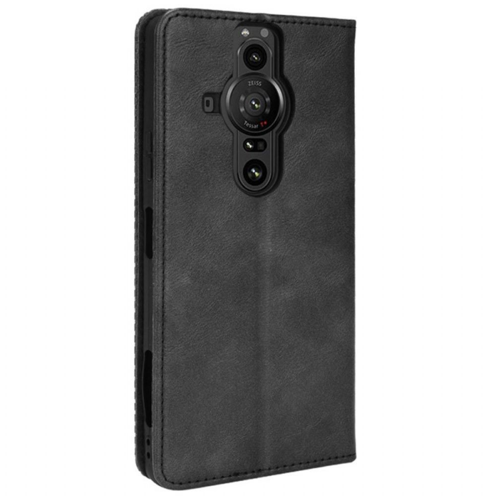 Bescherming Hoesje voor Sony Xperia Pro-I Folio-hoesje Vintage Gestileerd Leereffect