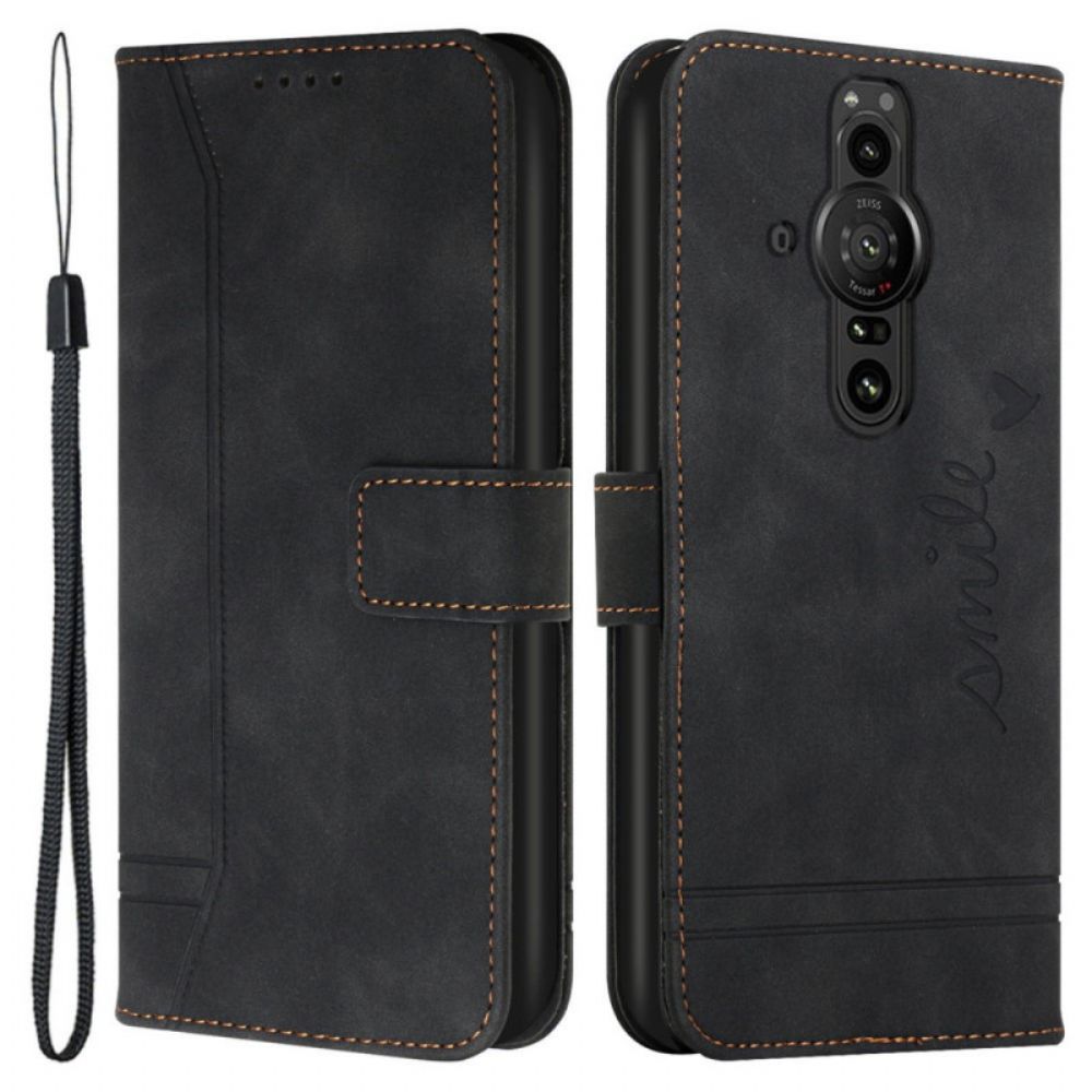 Flip Case voor Sony Xperia Pro-I Glimlach Met Lanyard