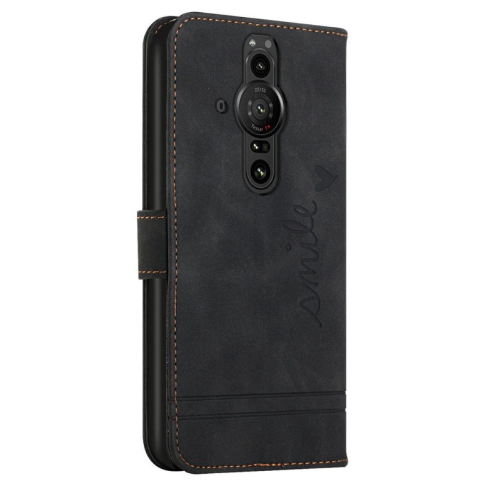 Flip Case voor Sony Xperia Pro-I Glimlach Met Lanyard