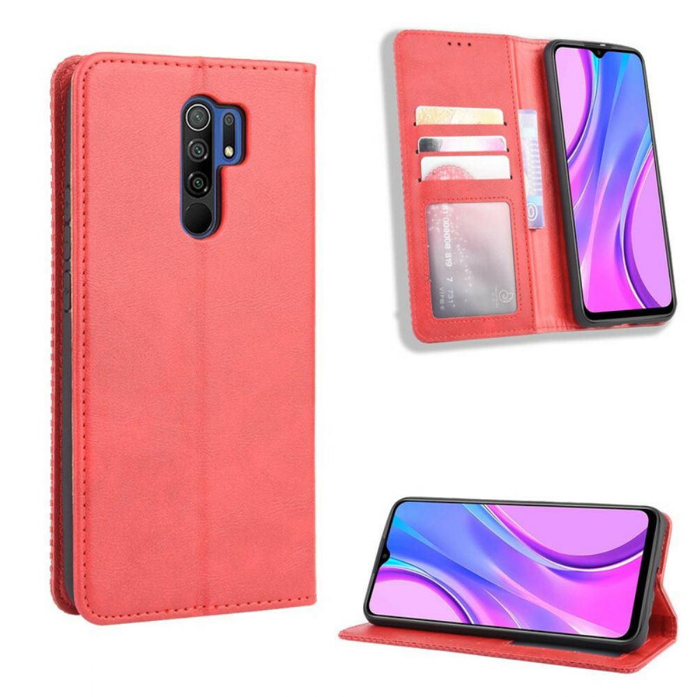 Bescherming Hoesje voor Xiaomi Redmi 9 Folio-hoesje Vintage Gestileerd Leereffect