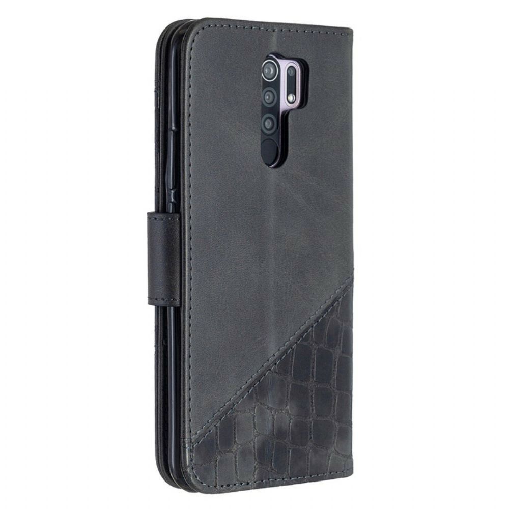 Flip Case voor Xiaomi Redmi 9 Klassiek Krokodillenleereffect