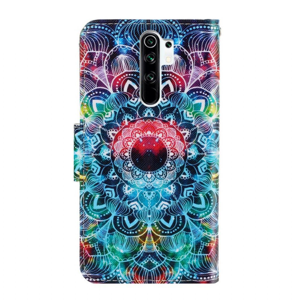 Flip Case voor Xiaomi Redmi 9 Met Ketting Knipperende Mandala Met Bandjes