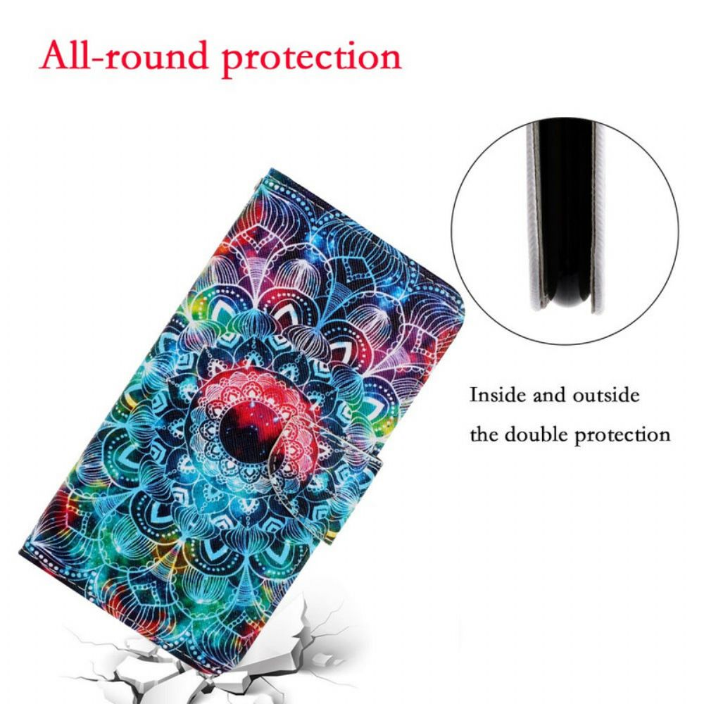 Flip Case voor Xiaomi Redmi 9 Met Ketting Knipperende Mandala Met Bandjes