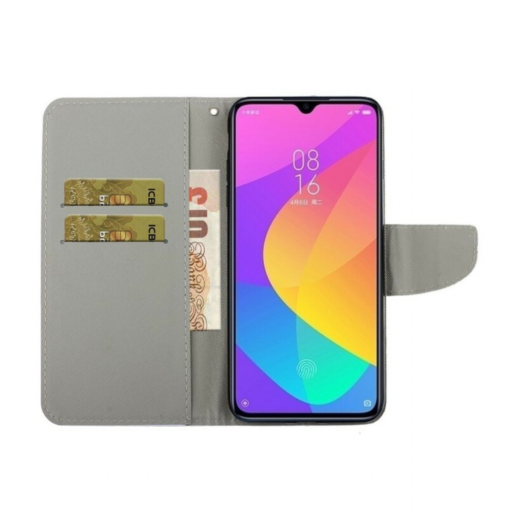 Flip Case voor Xiaomi Redmi 9 Met Ketting Knipperende Mandala Met Bandjes