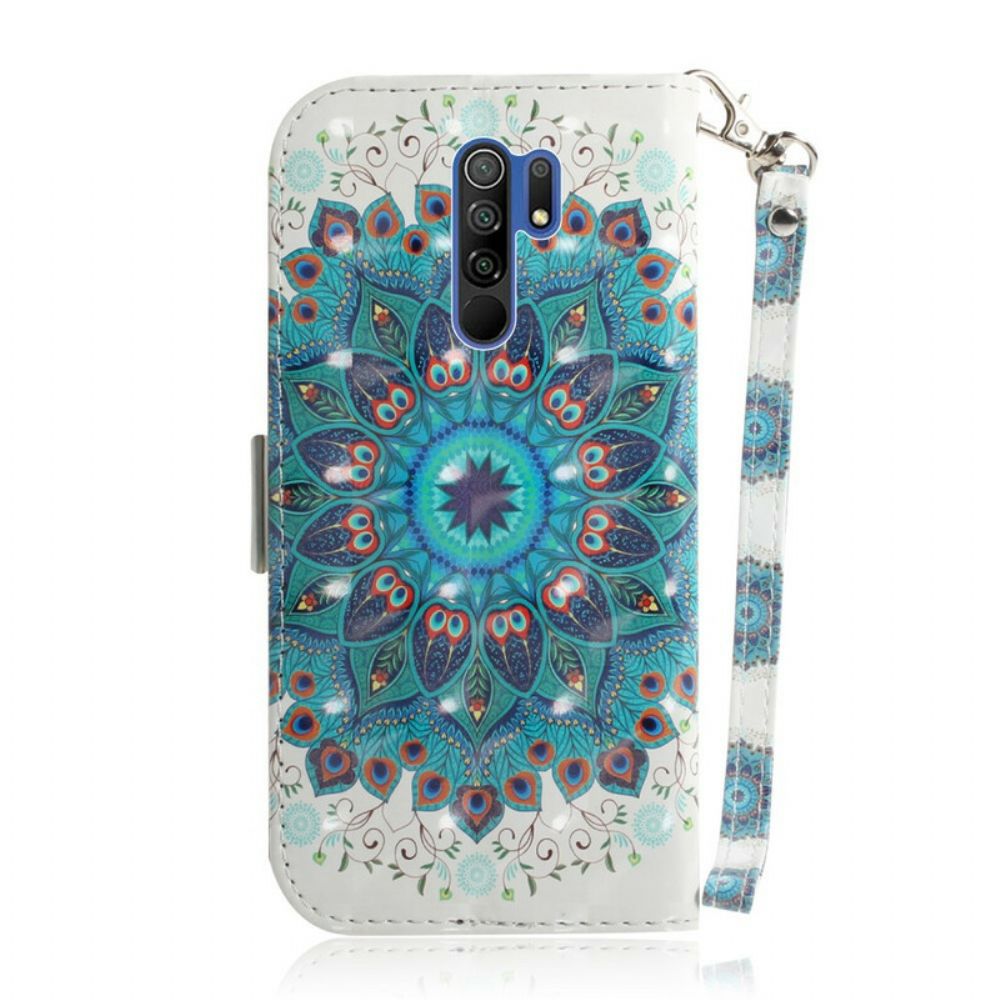 Flip Case voor Xiaomi Redmi 9 Met Ketting Meesterlijke Mandala Met Bandjes