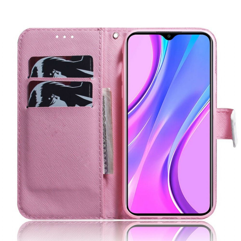 Folio-hoesje voor Xiaomi Redmi 9 Oude Roze Bloem