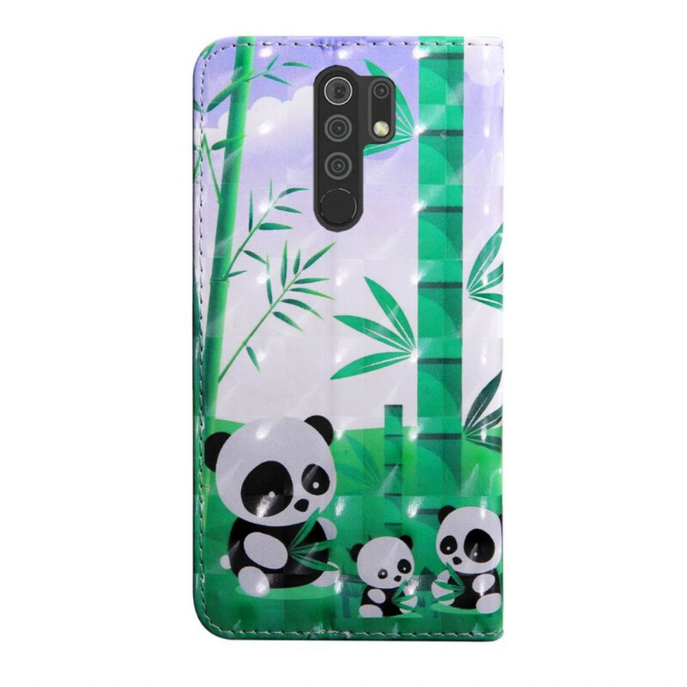 Folio-hoesje voor Xiaomi Redmi 9 Panda-familie