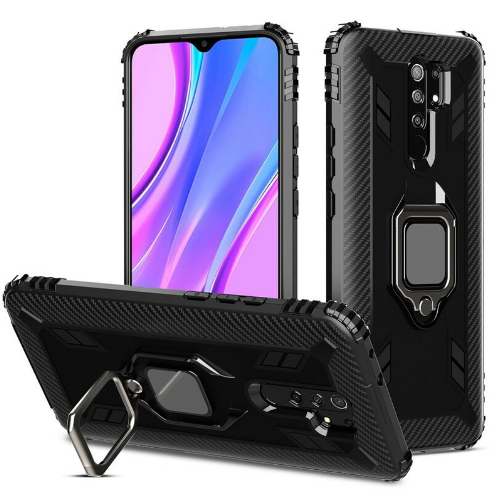 Hoesje voor Xiaomi Redmi 9 Ringstijl Koolstofvezel