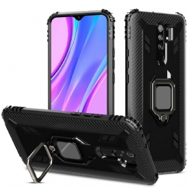 Hoesje voor Xiaomi Redmi 9 Ringstijl Koolstofvezel