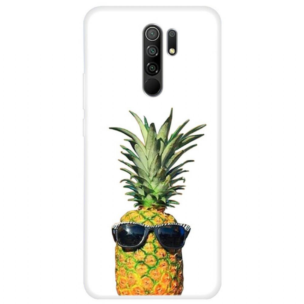 Hoesje voor Xiaomi Redmi 9 Transparante Ananas Met Bril