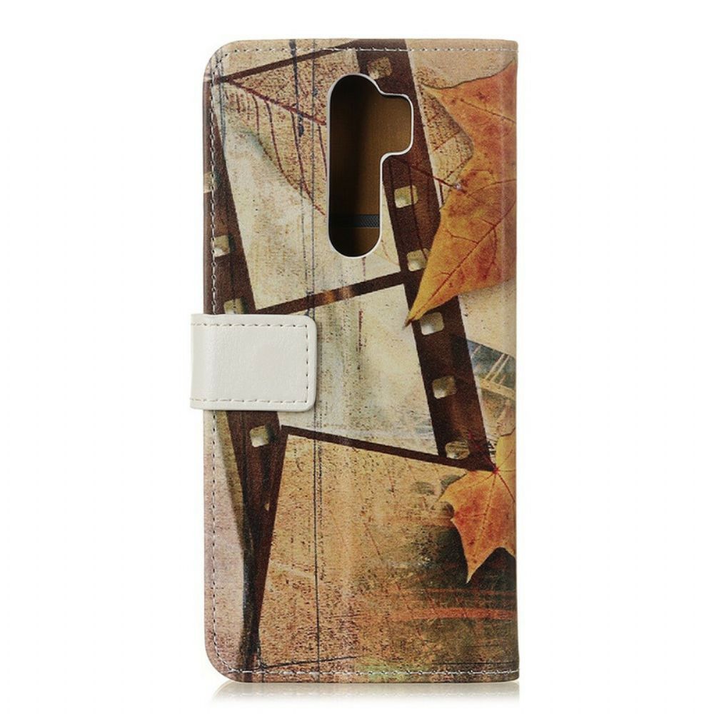 Leren Hoesje voor Xiaomi Redmi 9 Eiffeltoren In De Herfst