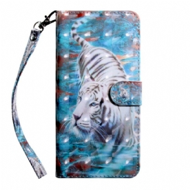 Leren Hoesje voor Xiaomi Redmi 9 Tijger In Het Water