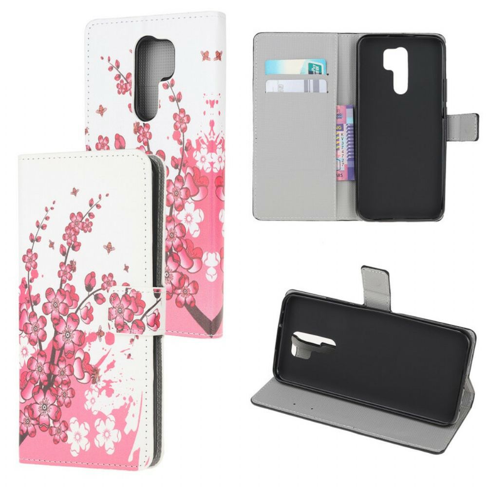 Leren Hoesje voor Xiaomi Redmi 9 Tropische Bloemen