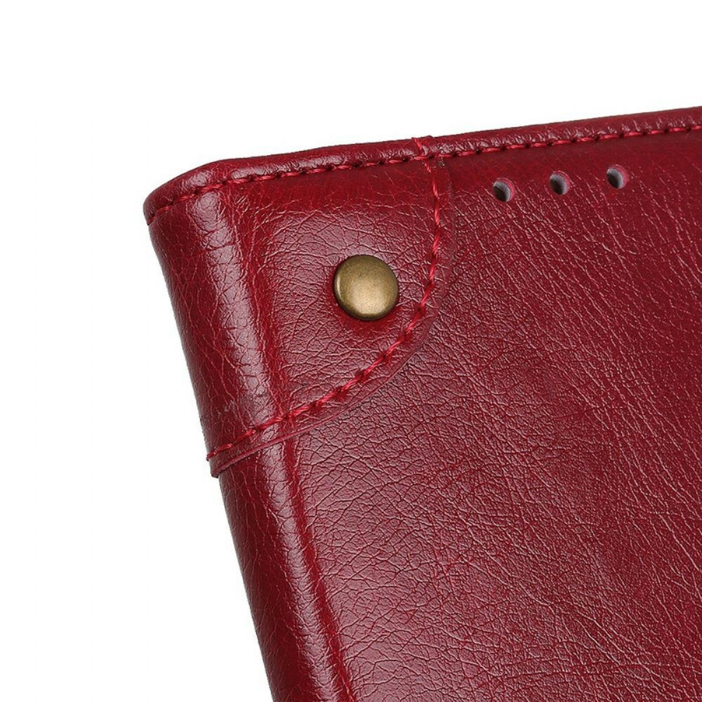 Leren Hoesje voor Xiaomi Redmi 9 Vintage Klinknagels Nappaleer Stijl