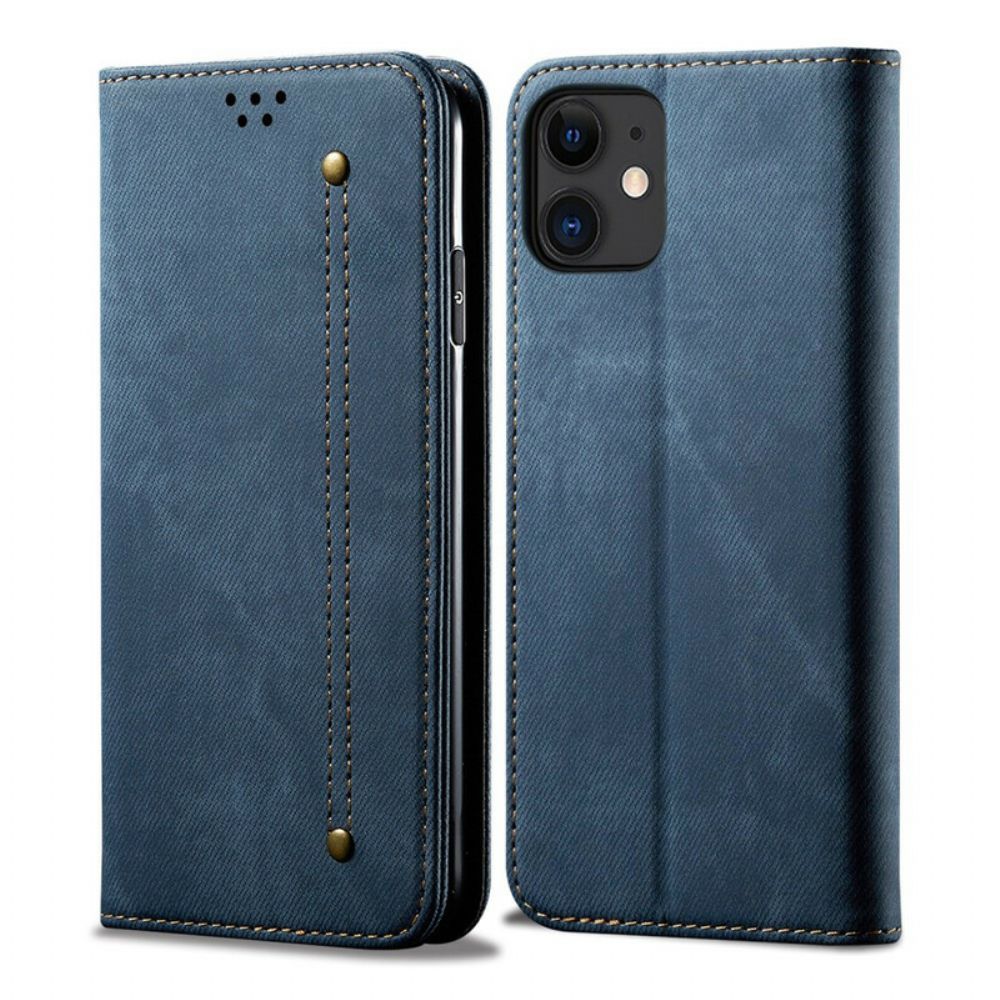 Bescherming Hoesje voor iPhone 12 Mini Folio-hoesje Imitatieleer Jeanstextuur