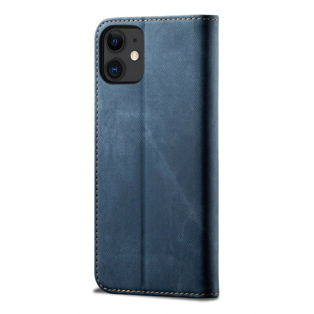 Bescherming Hoesje voor iPhone 12 Mini Folio-hoesje Imitatieleer Jeanstextuur