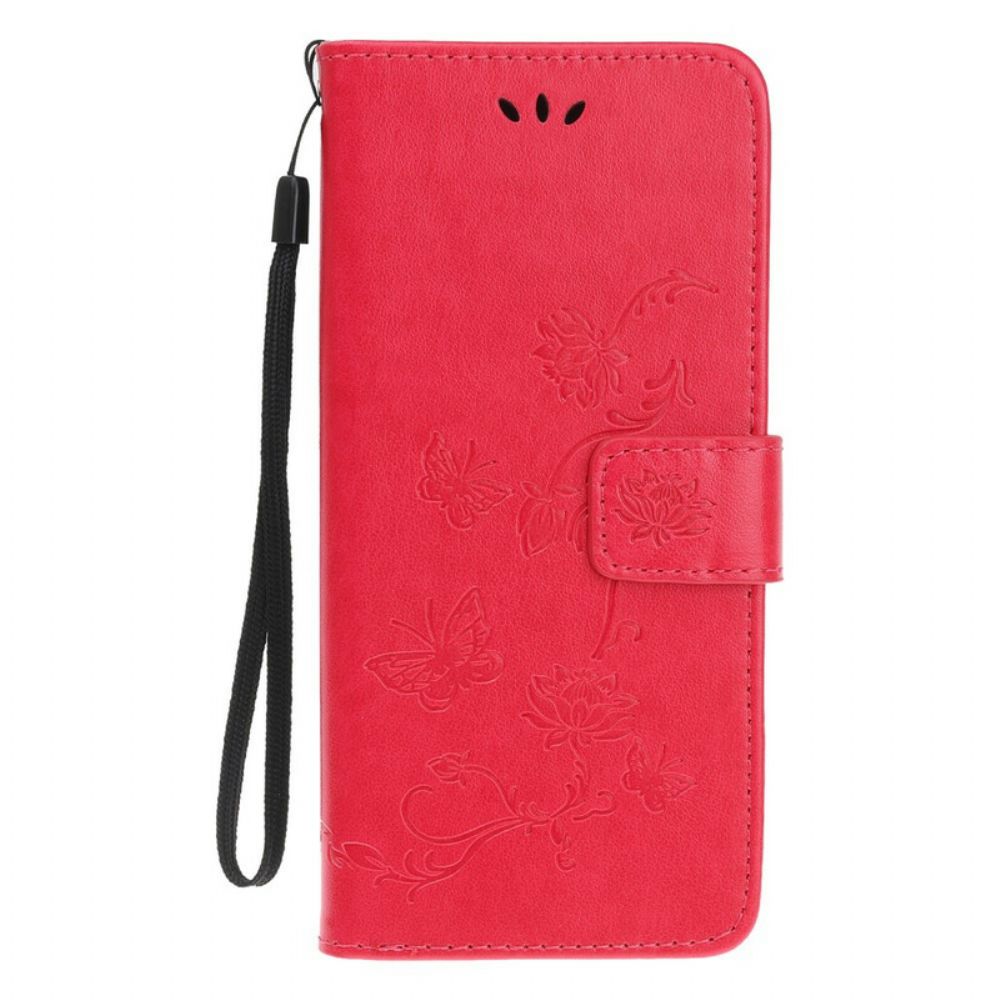 Folio-hoesje voor iPhone 12 Mini Met Ketting Bloemen Strappy