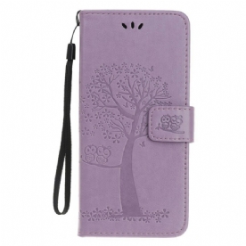 Folio-hoesje voor iPhone 12 Mini Met Ketting Boom En Uilen Met Bandjes