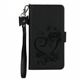 Folio-hoesje voor iPhone 12 Mini Met Ketting Thong Hart