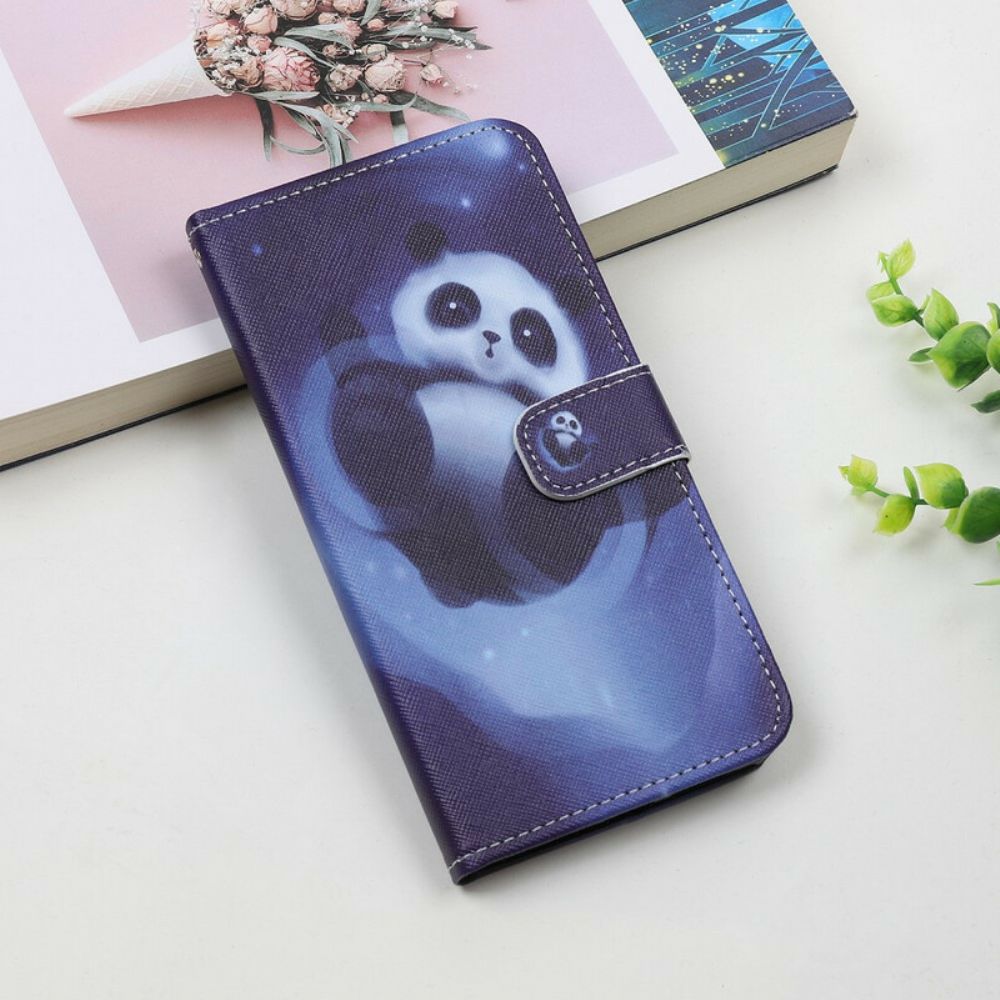 Folio-hoesje voor iPhone 12 Mini Met Ketting Thong Space Panda