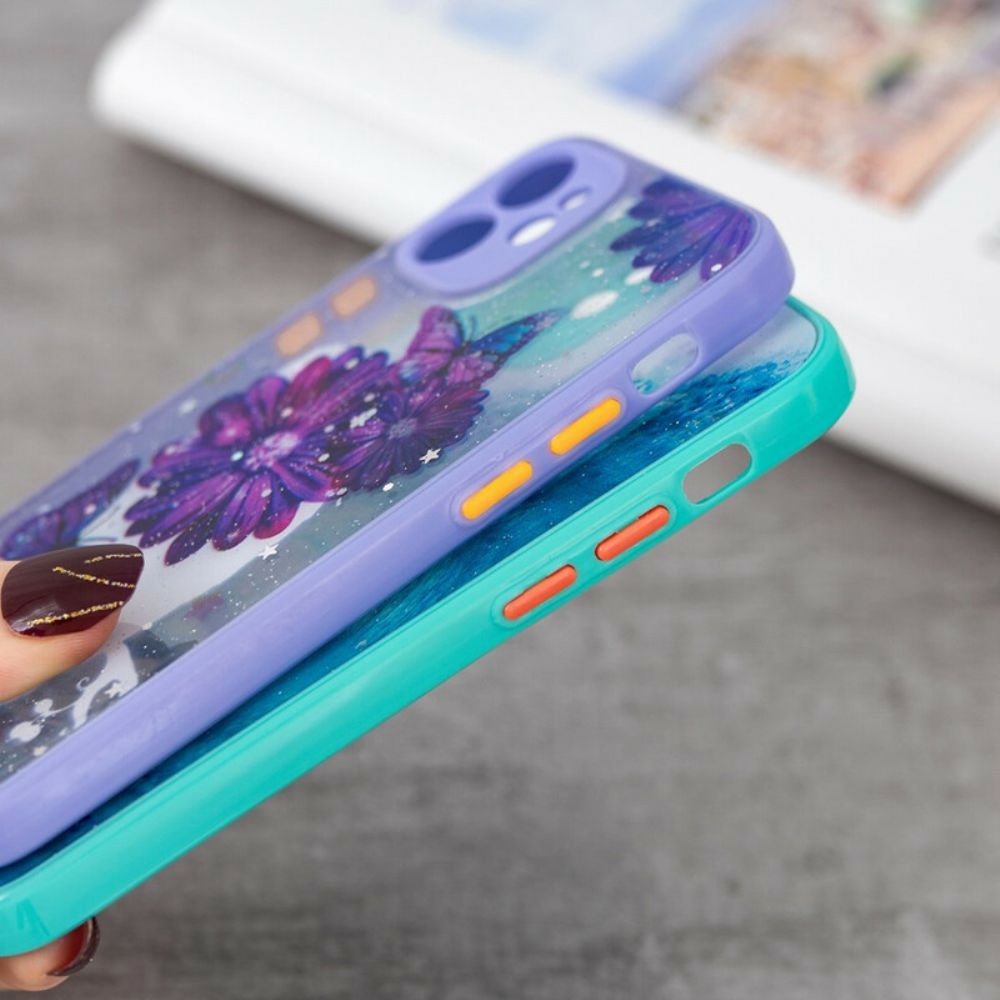 Hoesje voor iPhone 12 Mini Bloemen Vlinder Hybride